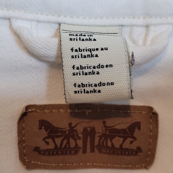 Levis White Denim Jacket Journey Upcycle Patch Band Adult Size Large - Picture 3 of 9